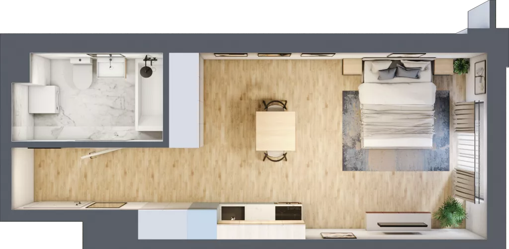 1 pokój, lokal inwestycyjny 34,19 m², piętro 5, oferta nr M401, Museo, Gdańsk, Śródmieście, ul. Żabi Kruk 14
