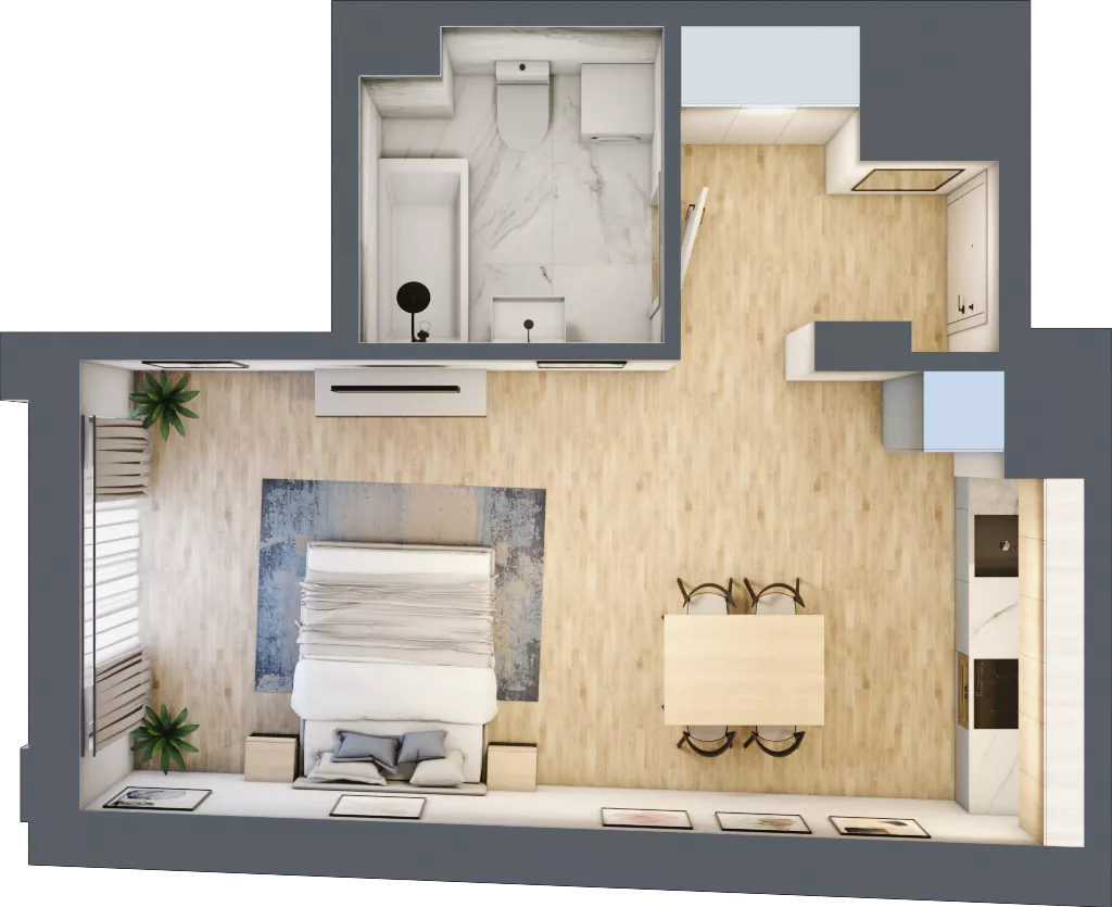 1 pokój, lokal inwestycyjny 35,55 m², piętro 6, oferta nr M523, Museo, Gdańsk, Śródmieście, ul. Żabi Kruk 14