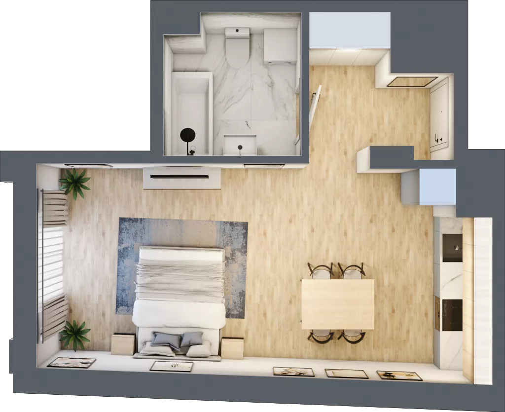 1 pokój, lokal inwestycyjny 35,55 m², piętro 3, oferta nr M223, Museo, Gdańsk, Śródmieście, ul. Żabi Kruk 14