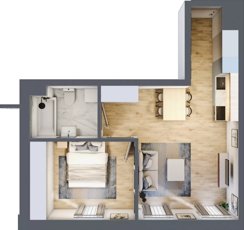 2 pokoje, lokal inwestycyjny 42,36 m², piętro 2, oferta nr M136, Museo, Gdańsk, Śródmieście, ul. Żabi Kruk 14