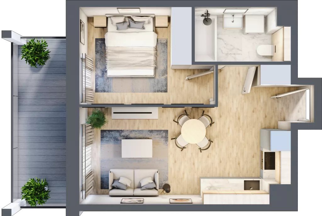 2 pokoje, mieszkanie 36,45 m², piętro 5, oferta nr A5/02, Orzechowa 2, Warszawa, Włochy, Okęcie, ul. Orzechowa 1