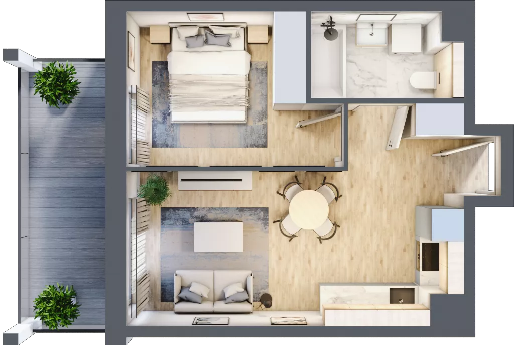2 pokoje, mieszkanie 36,45 m², piętro 1, oferta nr A1/02, Orzechowa 2, Warszawa, Włochy, Okęcie, ul. Orzechowa 1
