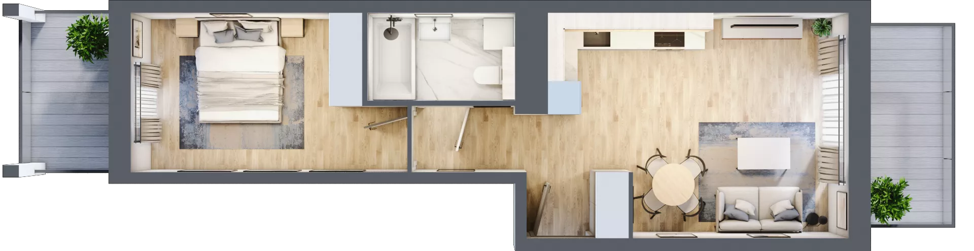 2 pokoje, mieszkanie 42,89 m², piętro 3, oferta nr A3/05, Orzechowa 2, Warszawa, Włochy, Okęcie, ul. Orzechowa 1