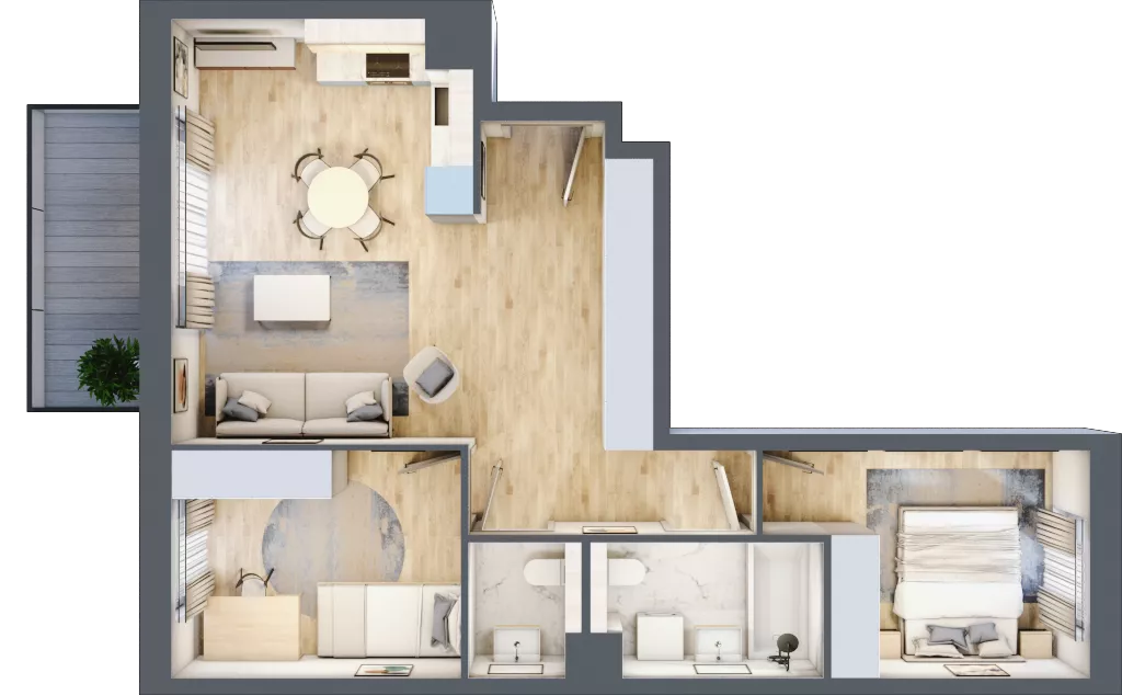 3 pokoje, mieszkanie 59,46 m², piętro 3, oferta nr B3/05, Orzechowa 2, Warszawa, Włochy, Okęcie, ul. Orzechowa 1