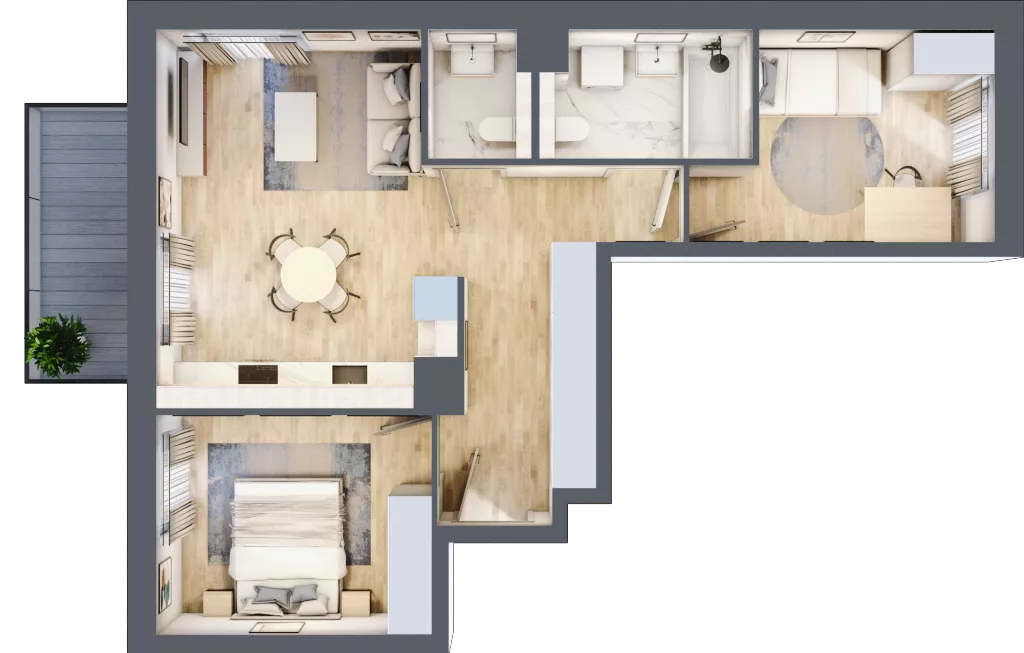 3 pokoje, mieszkanie 59,29 m², piętro 2, oferta nr B2/08, Orzechowa 2, Warszawa, Włochy, Okęcie, ul. Orzechowa 1