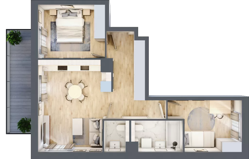 3 pokoje, mieszkanie 59,29 m², piętro 1, oferta nr B1/01, Orzechowa 2, Warszawa, Włochy, Okęcie, ul. Orzechowa 1