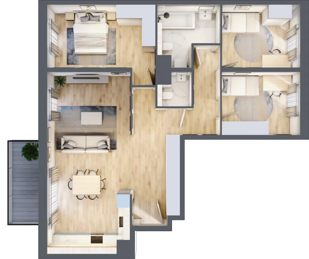 4 pokoje, mieszkanie 91,70 m², piętro 5, oferta nr B5/03, Orzechowa 2, Warszawa, Włochy, Okęcie, ul. Orzechowa 1