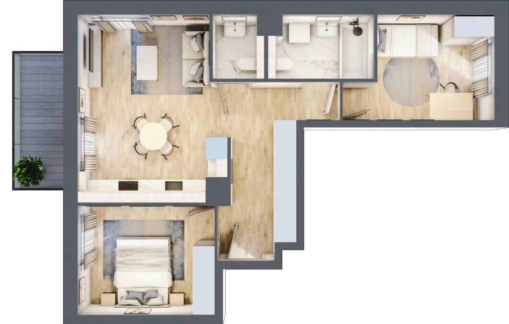 3 pokoje, mieszkanie 59,29 m², piętro 3, oferta nr B3/08, Orzechowa 2, Warszawa, Włochy, Okęcie, ul. Orzechowa 1