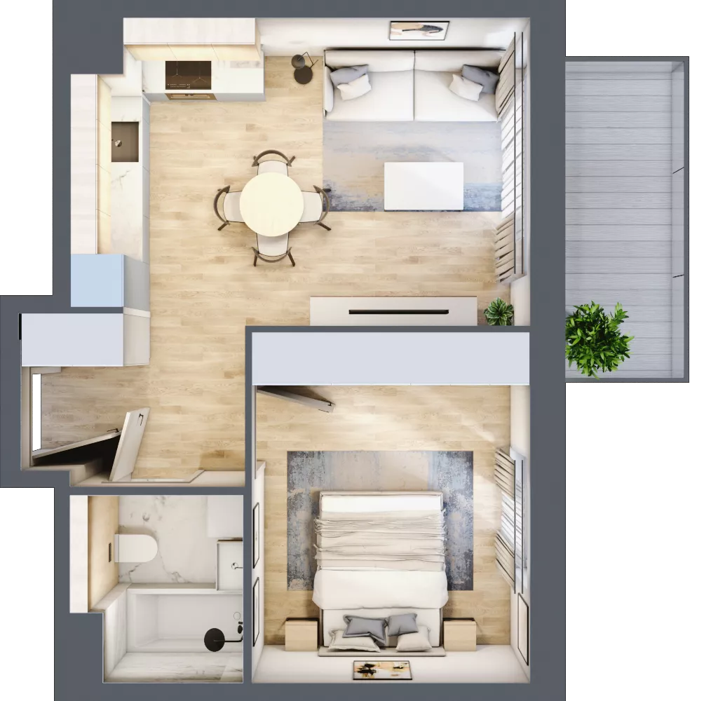 2 pokoje, mieszkanie 39,28 m², piętro 2, oferta nr B2/07, Orzechowa 2, Warszawa, Włochy, Okęcie, ul. Orzechowa 1