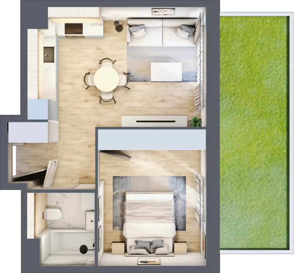 2 pokoje, mieszkanie 39,28 m², parter, oferta nr B0/07, Orzechowa 2, Warszawa, Włochy, Okęcie, ul. Orzechowa 1