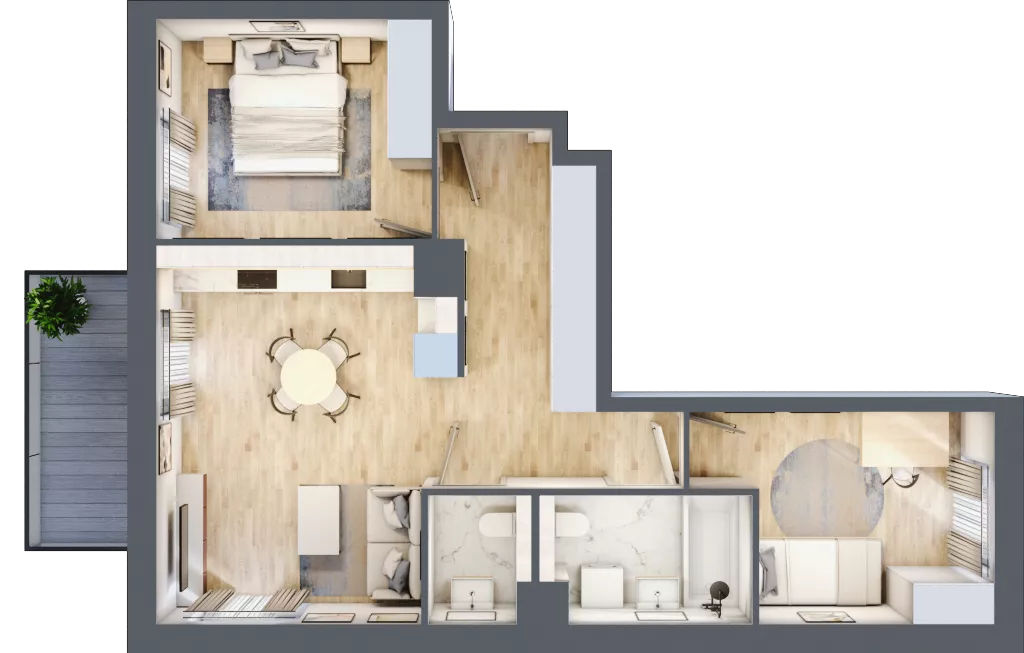 3 pokoje, mieszkanie 59,29 m², piętro 3, oferta nr B3/01, Orzechowa 2, Warszawa, Włochy, Okęcie, ul. Orzechowa 1