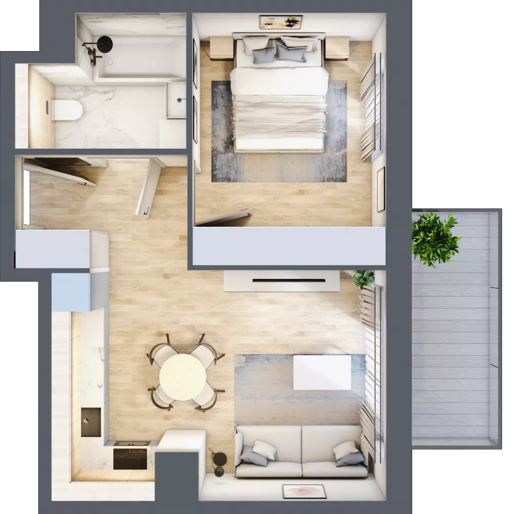 2 pokoje, mieszkanie 40,12 m², piętro 1, oferta nr B1/06, Orzechowa 2, Warszawa, Włochy, Okęcie, ul. Orzechowa 1