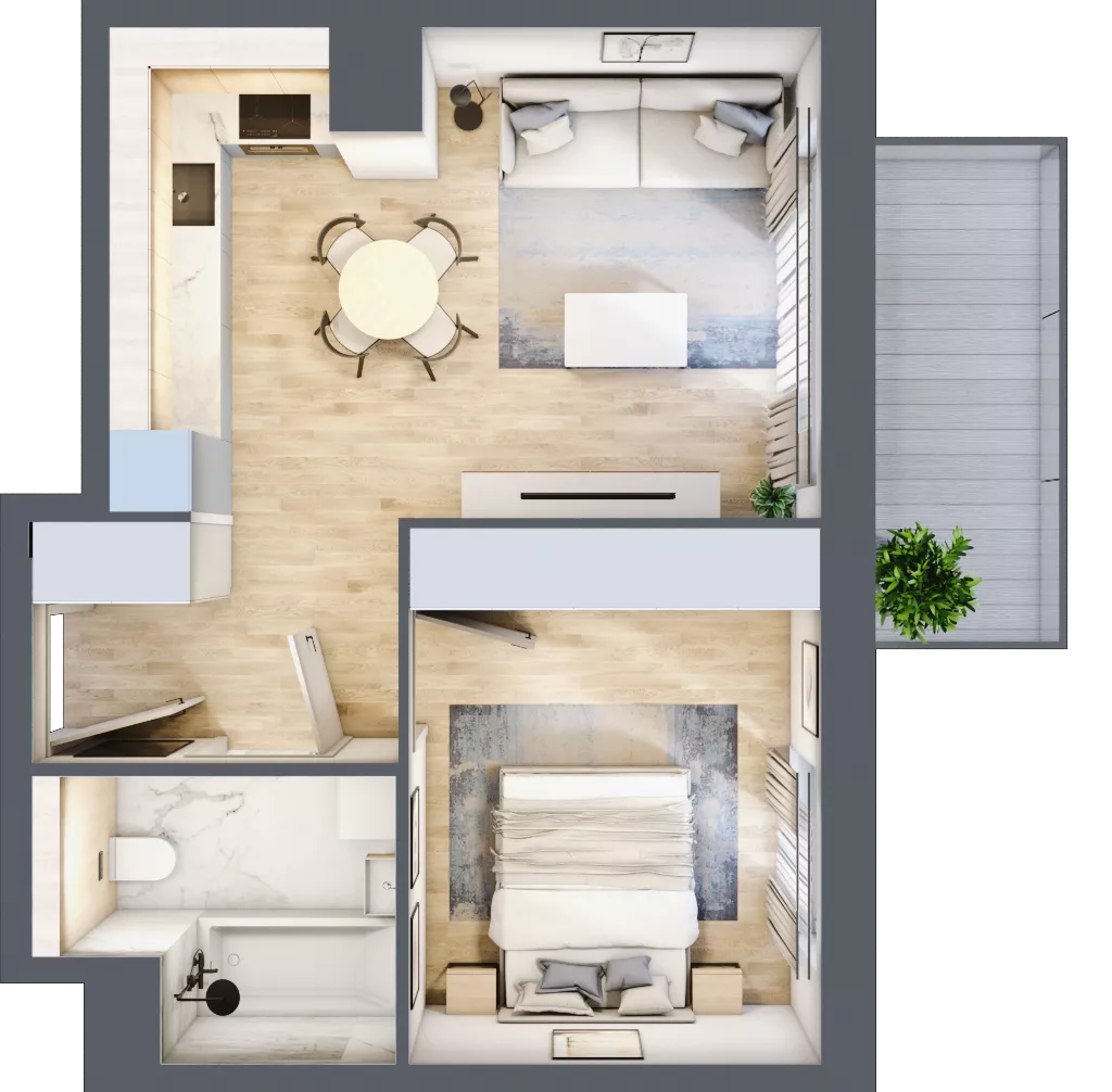 2 pokoje, mieszkanie 40,12 m², piętro 3, oferta nr B3/03, Orzechowa 2, Warszawa, Włochy, Okęcie, ul. Orzechowa 1