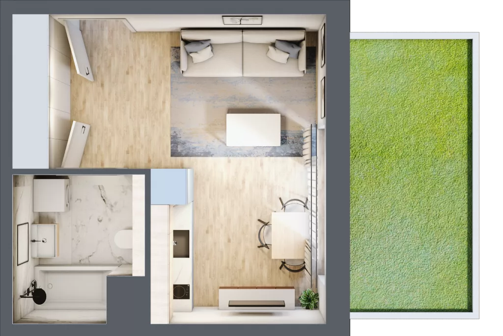1 pokój, mieszkanie 26,18 m², parter, oferta nr B0/06, Orzechowa 2, Warszawa, Włochy, Okęcie, ul. Orzechowa 1