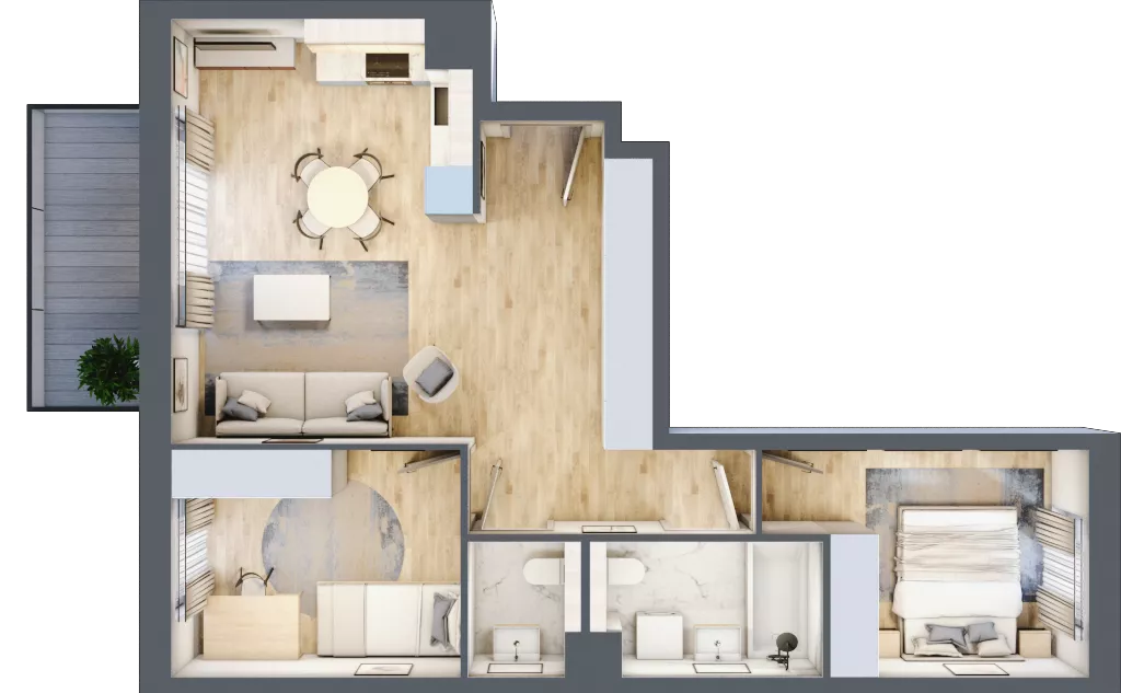 3 pokoje, mieszkanie 59,46 m², piętro 2, oferta nr B2/05, Orzechowa 2, Warszawa, Włochy, Okęcie, ul. Orzechowa 1