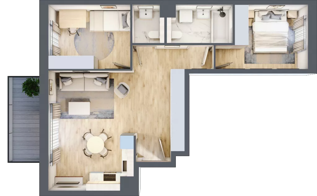 3 pokoje, mieszkanie 59,46 m², piętro 4, oferta nr B4/04, Orzechowa 2, Warszawa, Włochy, Okęcie, ul. Orzechowa 1
