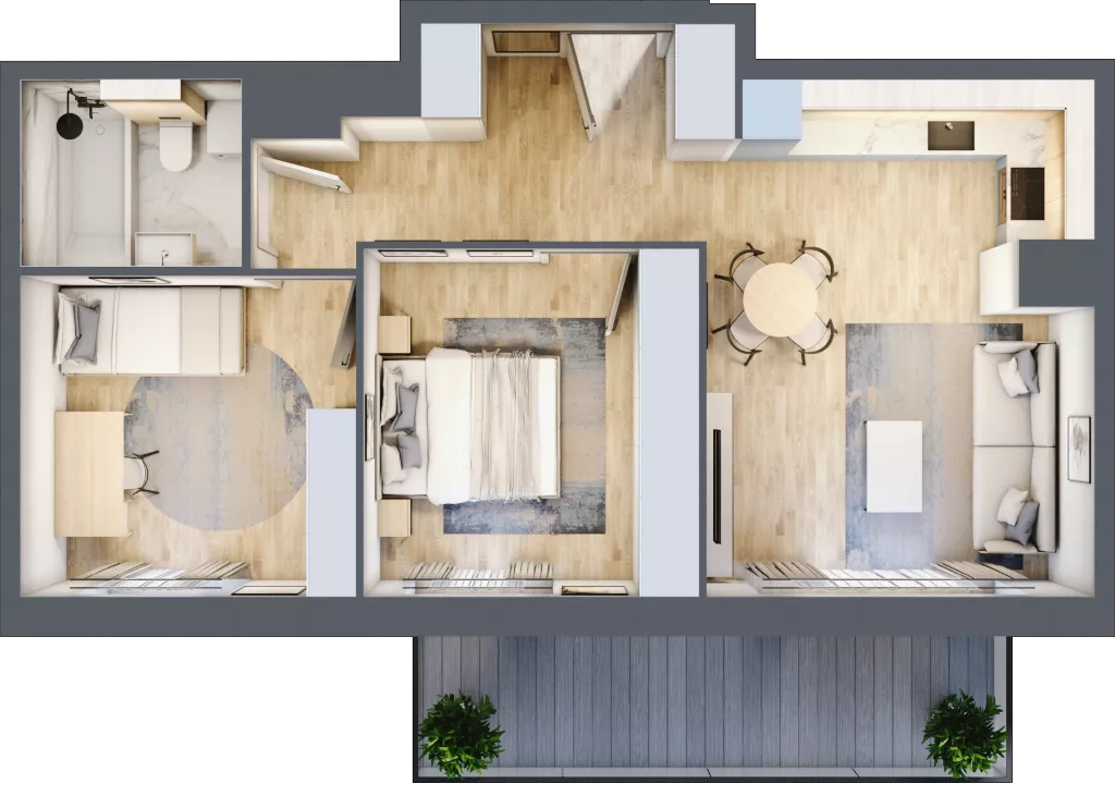 3 pokoje, mieszkanie 56,12 m², piętro 5, oferta nr B5/02, Orzechowa 2, Warszawa, Włochy, Okęcie, ul. Orzechowa 1