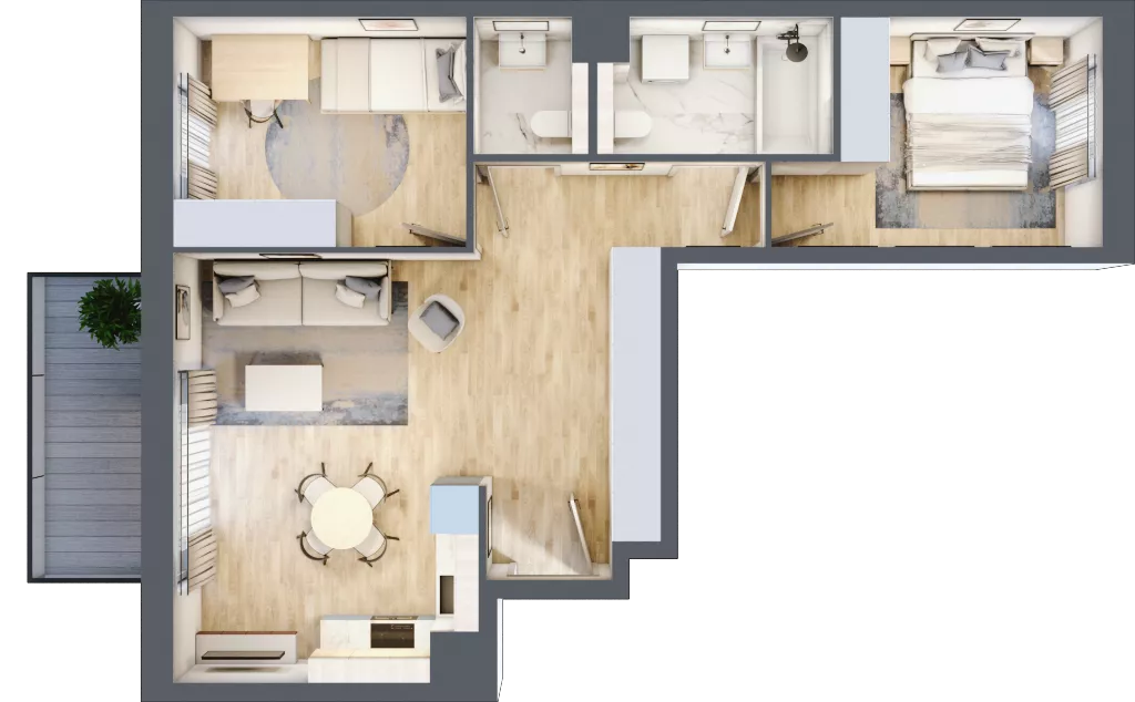 3 pokoje, mieszkanie 59,46 m², piętro 1, oferta nr B1/04, Orzechowa 2, Warszawa, Włochy, Okęcie, ul. Orzechowa 1