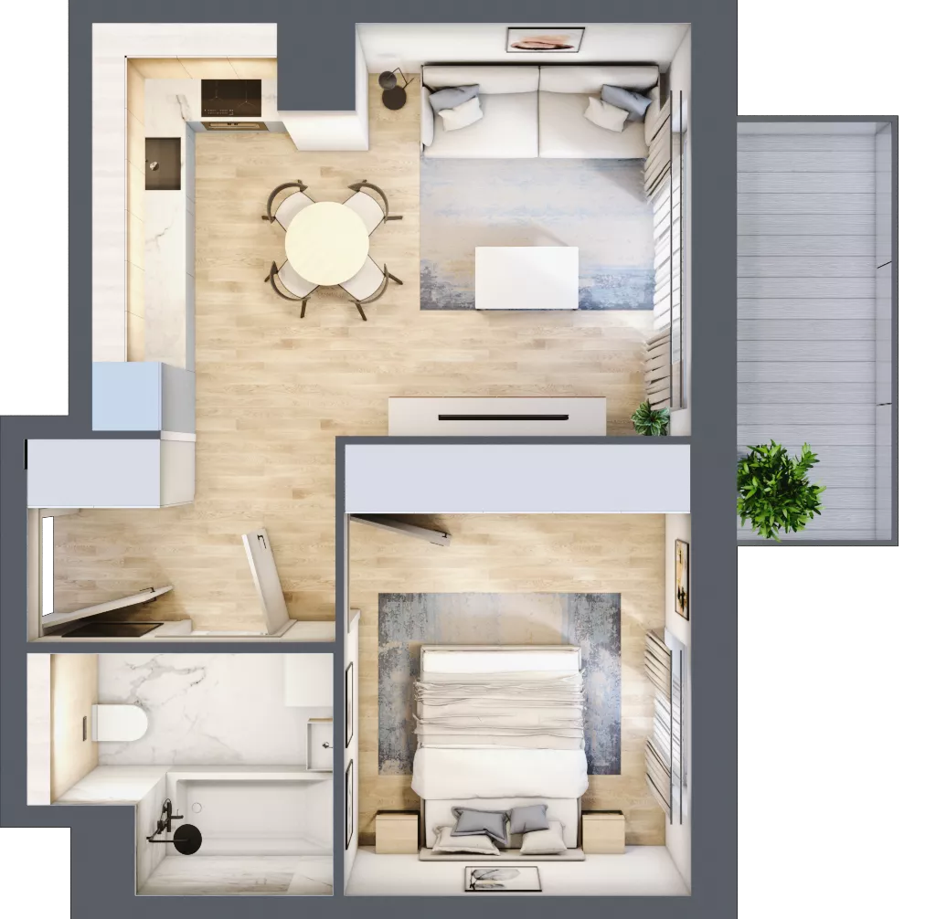2 pokoje, mieszkanie 40,12 m², piętro 1, oferta nr B1/03, Orzechowa 2, Warszawa, Włochy, Okęcie, ul. Orzechowa 1