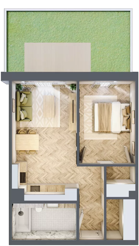 2 pokoje, mieszkanie 46,27 m², parter, oferta nr A62-I, Nowy Reden, Dąbrowa Górnicza, Reden, ul. Przemysłowa
