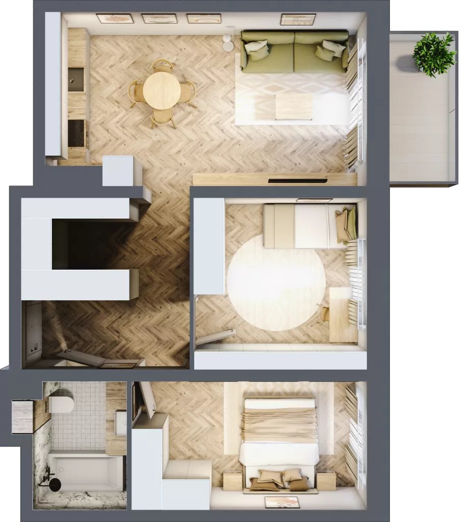 3 pokoje, mieszkanie 59,99 m², piętro 1, oferta nr M61, Nowa Częstochowa Mościckiego, Częstochowa, Częstochówka-Parkitka, ul. Mościckiego
