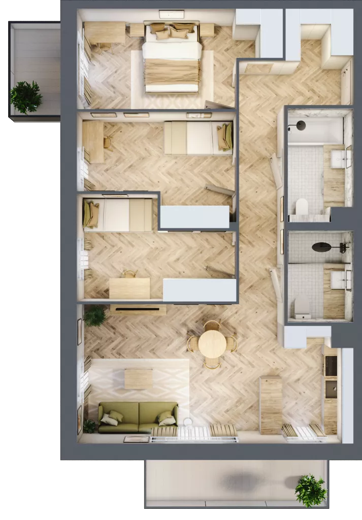 4 pokoje, mieszkanie 83,19 m², piętro 1, oferta nr M59, Nowa Częstochowa Mościckiego, Częstochowa, Częstochówka-Parkitka, ul. Mościckiego
