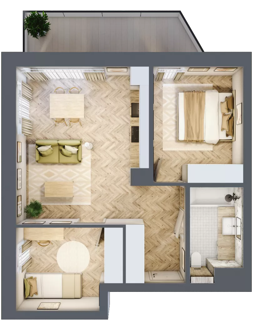 3 pokoje, mieszkanie 51,82 m², piętro 1, oferta nr 10, Nowy Sosnowiec, Sosnowiec, Zagórze, ul. Braci Mieroszewskich