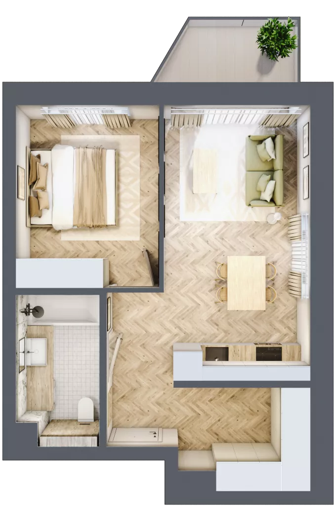 2 pokoje, mieszkanie 42,81 m², piętro 1, oferta nr 9, Nowy Sosnowiec, Sosnowiec, Zagórze, ul. Braci Mieroszewskich