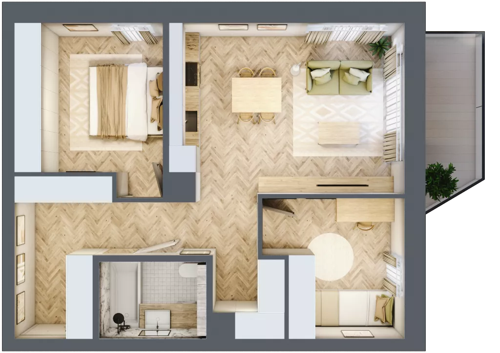 3 pokoje, mieszkanie 59,84 m², piętro 2, oferta nr 13, Nowy Sosnowiec, Sosnowiec, Zagórze, ul. Braci Mieroszewskich