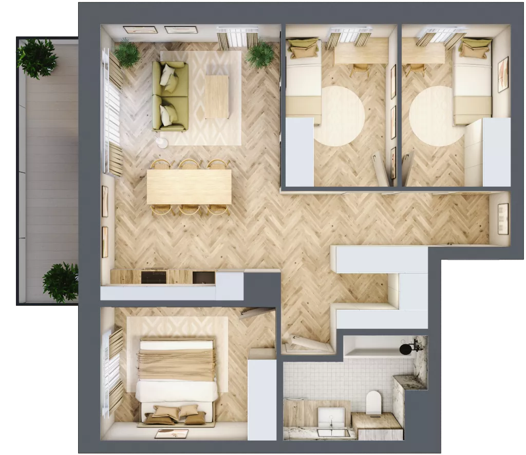 4 pokoje, mieszkanie 68,11 m², piętro 1, oferta nr 35, Nowy Sosnowiec, Sosnowiec, Zagórze, ul. Braci Mieroszewskich