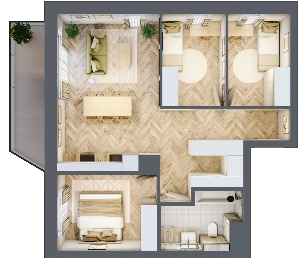 4 pokoje, mieszkanie 68,11 m², piętro 3, oferta nr 49, Nowy Sosnowiec, Sosnowiec, Zagórze, ul. Braci Mieroszewskich