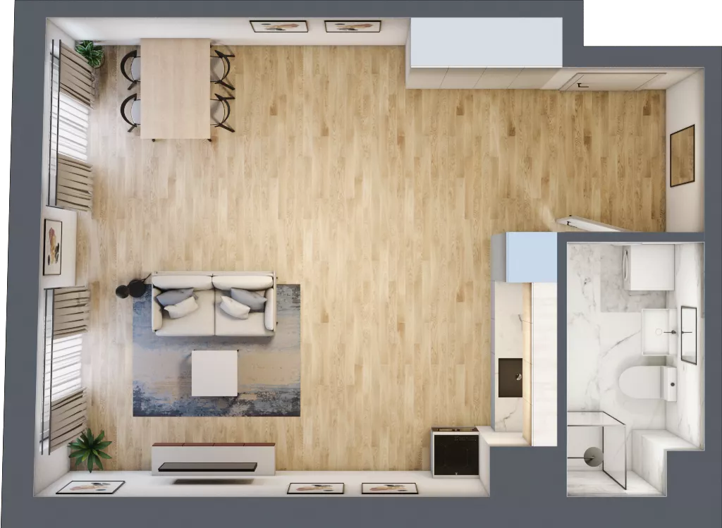 1 pokój, mieszkanie 42,25 m², piętro 1, oferta nr A-42, Cieszyńska 9, Kraków, Stare Miasto, Łobzów, ul. Cieszyńska 9
