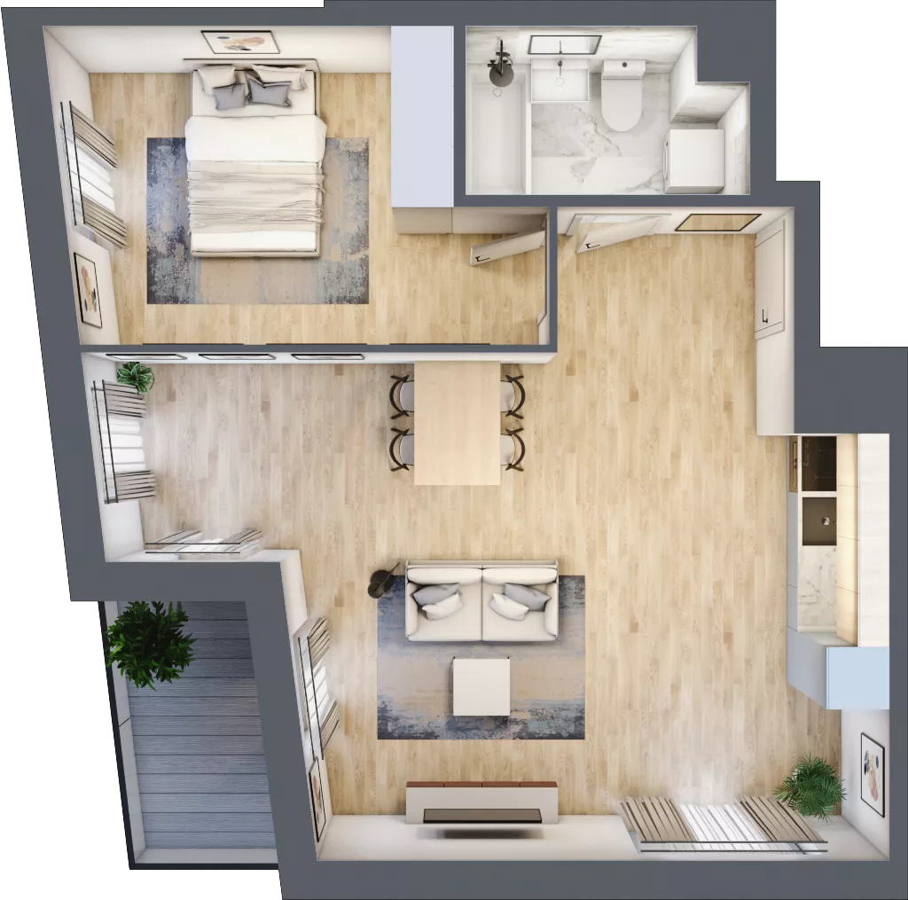 2 pokoje, mieszkanie 50,21 m², piętro 1, oferta nr A-47, Cieszyńska 9, Kraków, Stare Miasto, Łobzów, ul. Cieszyńska 9