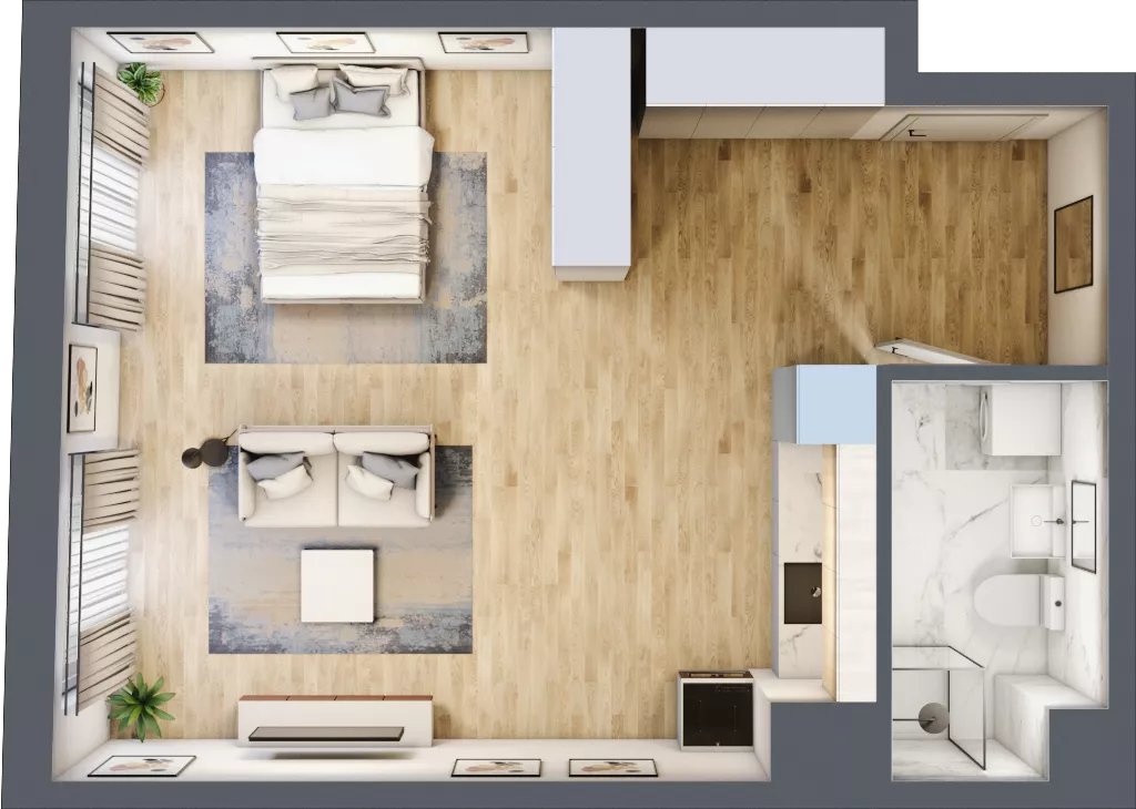 1 pokój, mieszkanie 42,16 m², piętro 3, oferta nr A-56, Cieszyńska 9, Kraków, Stare Miasto, Łobzów, ul. Cieszyńska 9