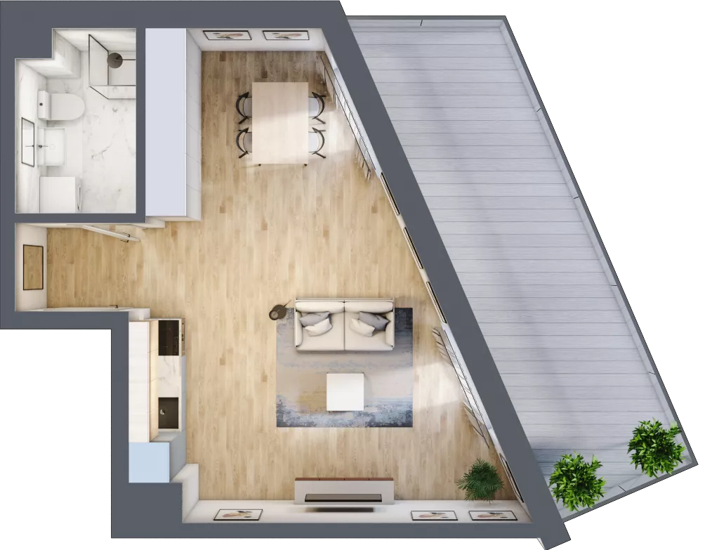 1 pokój, mieszkanie 38,71 m², parter, oferta nr B-3, Cieszyńska 9, Kraków, Stare Miasto, Łobzów, ul. Cieszyńska 9