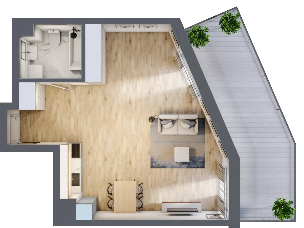 1 pokój, mieszkanie 47,36 m², parter, oferta nr B-4, Cieszyńska 9, Kraków, Stare Miasto, Łobzów, ul. Cieszyńska 9