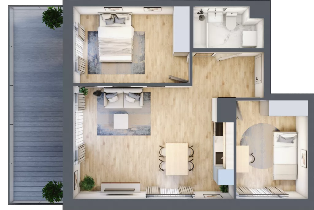 3 pokoje, mieszkanie 57,57 m², parter, oferta nr B-8, Cieszyńska 9, Kraków, Stare Miasto, Łobzów, ul. Cieszyńska 9