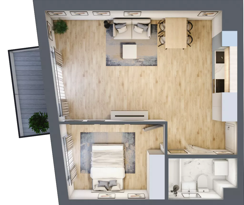 2 pokoje, mieszkanie 50,46 m², piętro 1, oferta nr B-12, Cieszyńska 9, Kraków, Stare Miasto, Łobzów, ul. Cieszyńska 9