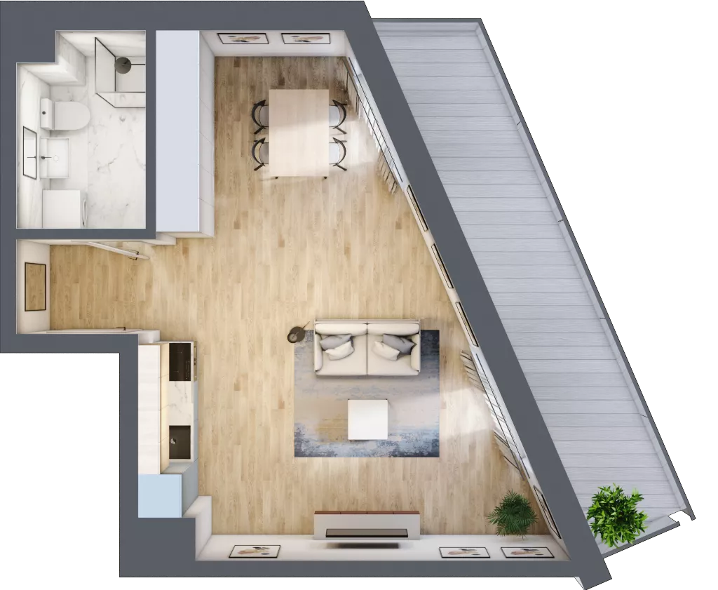 1 pokój, mieszkanie 38,71 m², piętro 1, oferta nr B-13, Cieszyńska 9, Kraków, Stare Miasto, Łobzów, ul. Cieszyńska 9