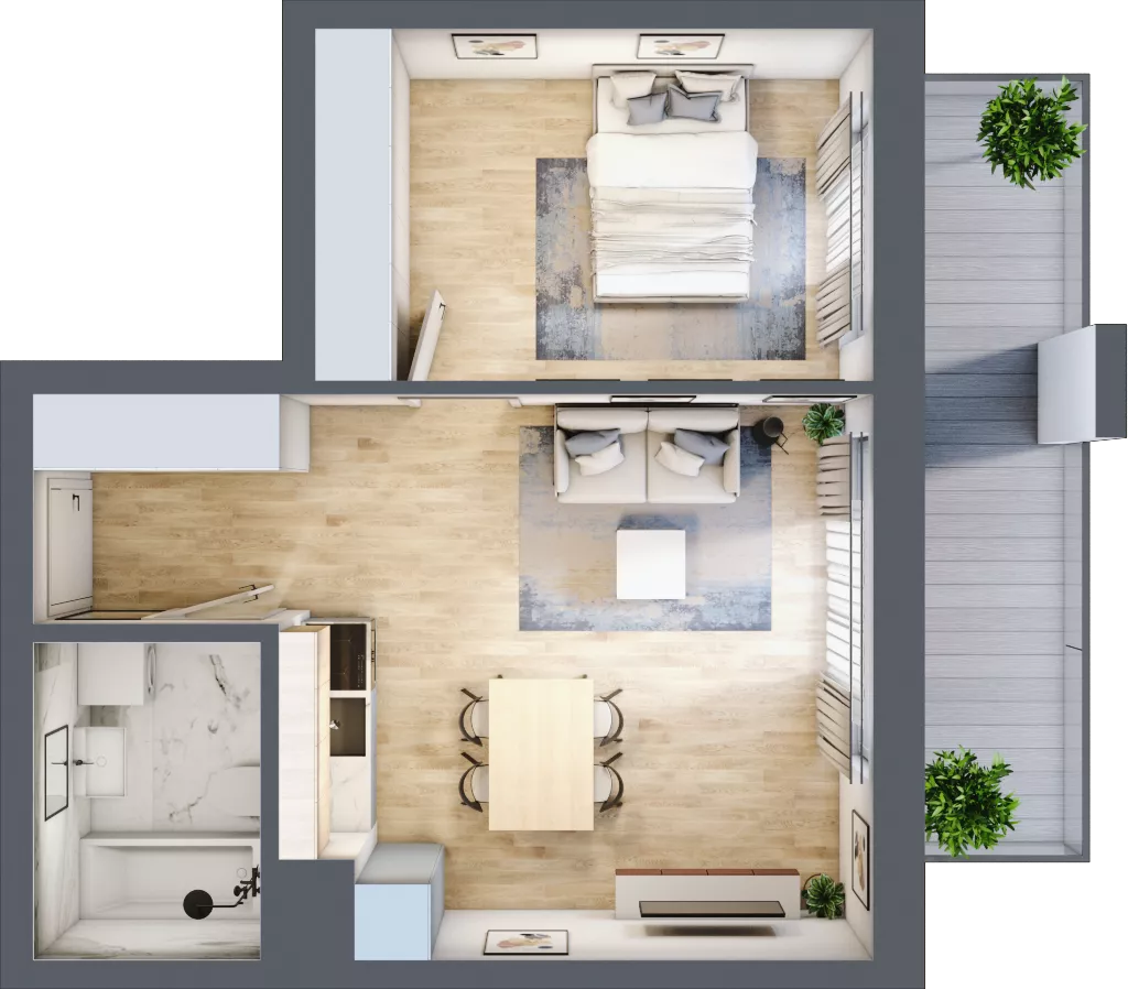 2 pokoje, mieszkanie 41,09 m², piętro 1, oferta nr B-15, Cieszyńska 9, Kraków, Stare Miasto, Łobzów, ul. Cieszyńska 9