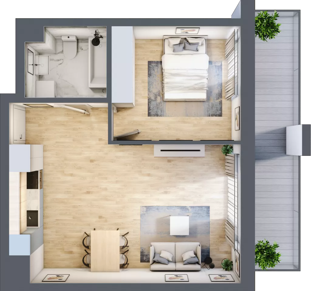 2 pokoje, mieszkanie 46,25 m², piętro 1, oferta nr B-16, Cieszyńska 9, Kraków, Stare Miasto, Łobzów, ul. Cieszyńska 9