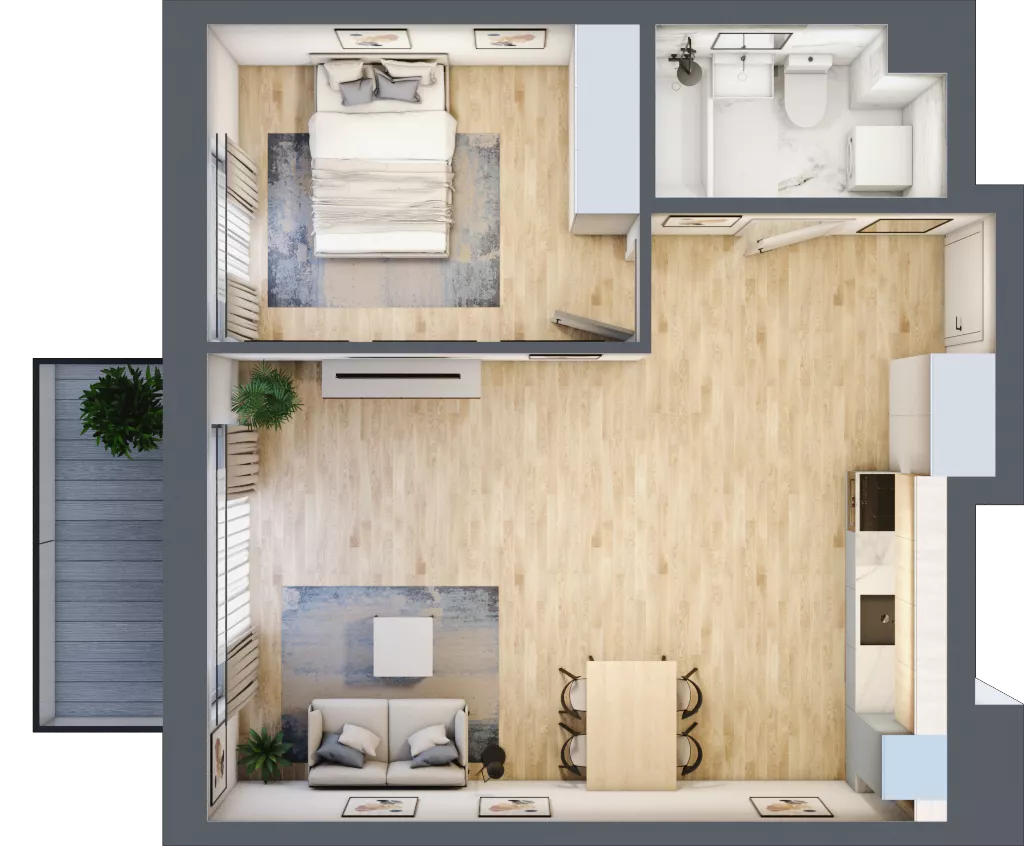 2 pokoje, mieszkanie 50,26 m², piętro 1, oferta nr B-19, Cieszyńska 9, Kraków, Stare Miasto, Łobzów, ul. Cieszyńska 9