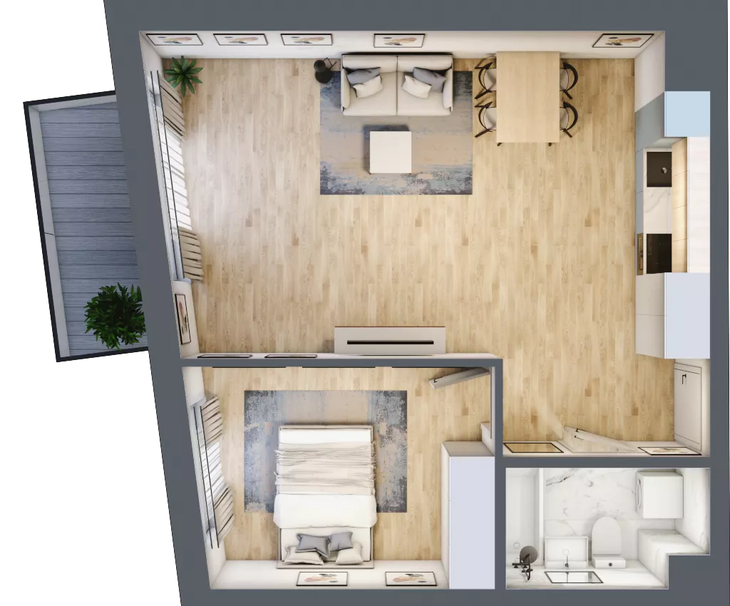 2 pokoje, mieszkanie 50,38 m², piętro 2, oferta nr B-22, Cieszyńska 9, Kraków, Stare Miasto, Łobzów, ul. Cieszyńska 9