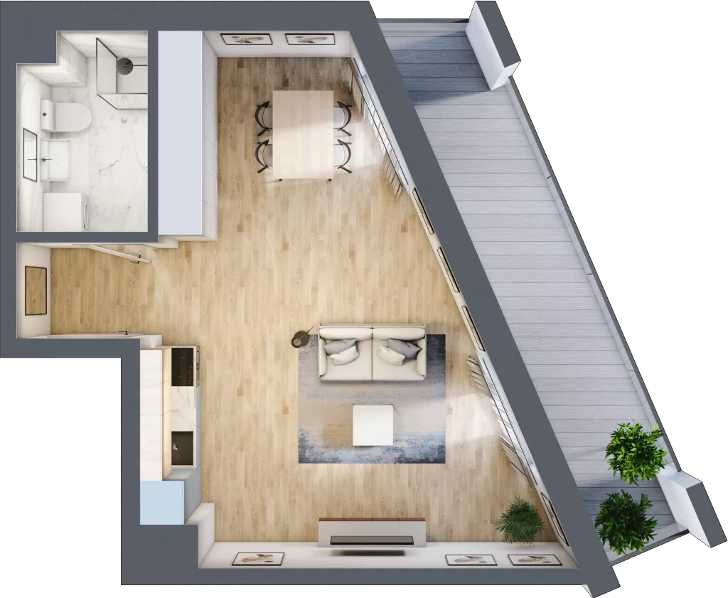 1 pokój, mieszkanie 38,73 m², piętro 3, oferta nr B-33, Cieszyńska 9, Kraków, Stare Miasto, Łobzów, ul. Cieszyńska 9