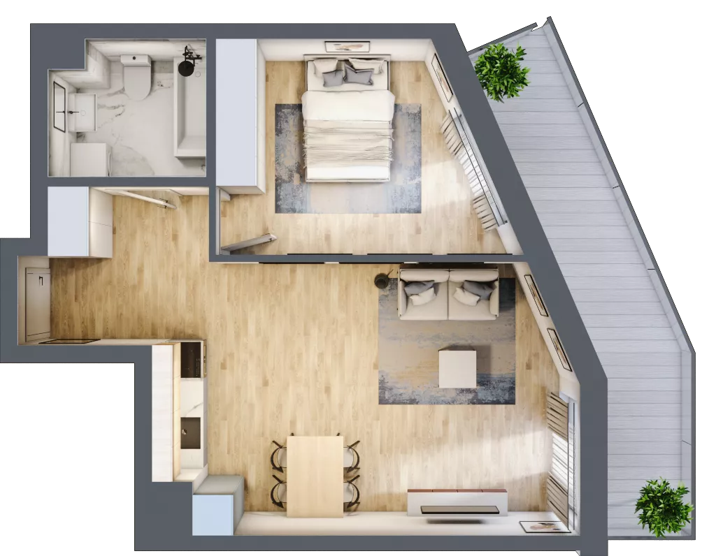 2 pokoje, mieszkanie 46,92 m², piętro 3, oferta nr B-34, Cieszyńska 9, Kraków, Stare Miasto, Łobzów, ul. Cieszyńska 9