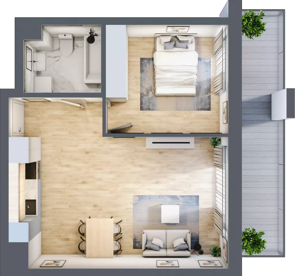 2 pokoje, mieszkanie 46,28 m², piętro 3, oferta nr B-36, Cieszyńska 9, Kraków, Stare Miasto, Łobzów, ul. Cieszyńska 9