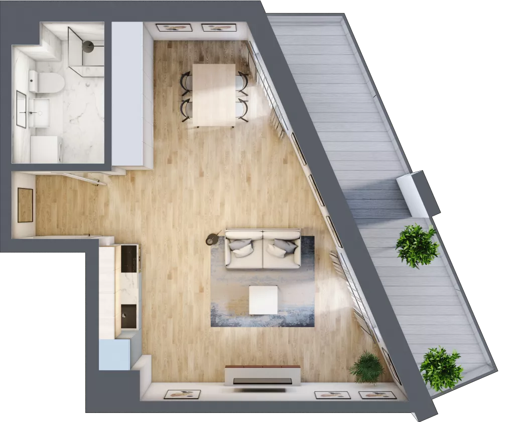 1 pokój, mieszkanie 38,77 m², piętro 4, oferta nr B-43, Cieszyńska 9, Kraków, Stare Miasto, Łobzów, ul. Cieszyńska 9