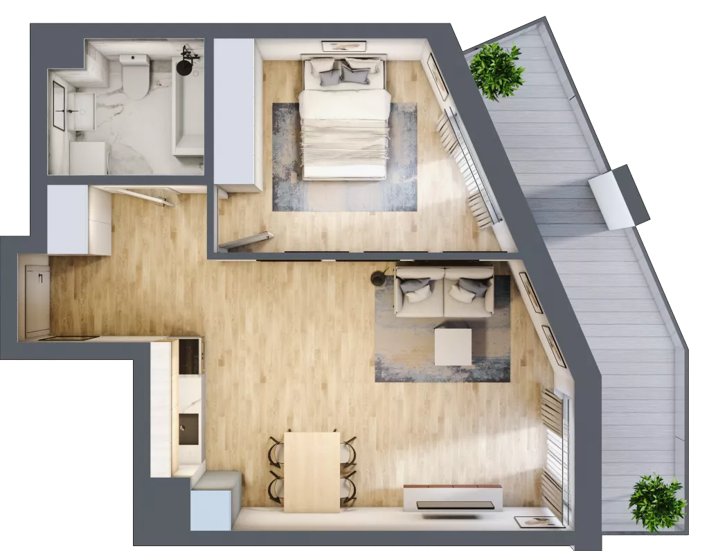 2 pokoje, mieszkanie 46,96 m², piętro 4, oferta nr B-44, Cieszyńska 9, Kraków, Stare Miasto, Łobzów, ul. Cieszyńska 9