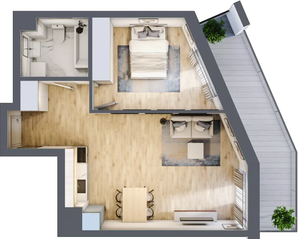 2 pokoje, mieszkanie 46,97 m², piętro 5, oferta nr B-54, Cieszyńska 9, Kraków, Stare Miasto, Łobzów, ul. Cieszyńska 9