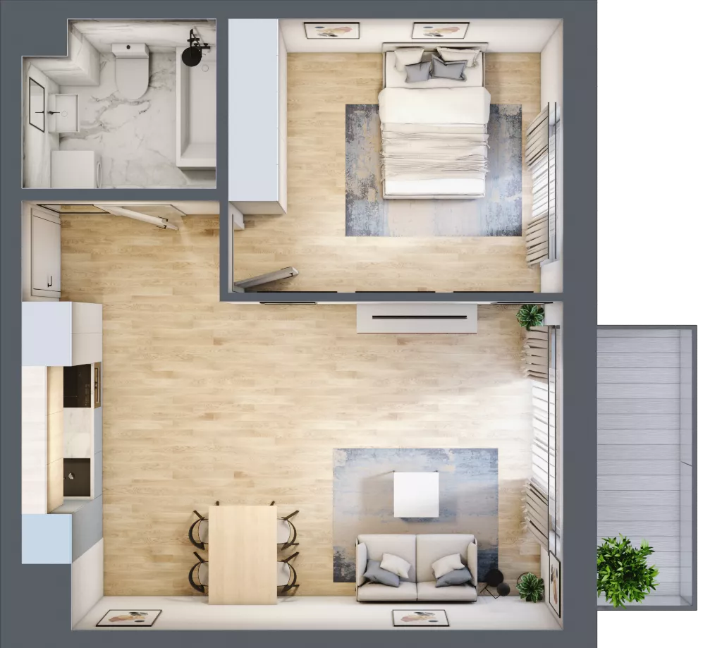 2 pokoje, mieszkanie 46,38 m², piętro 2, oferta nr C-28, Cieszyńska 9, Kraków, Stare Miasto, Łobzów, ul. Cieszyńska 9